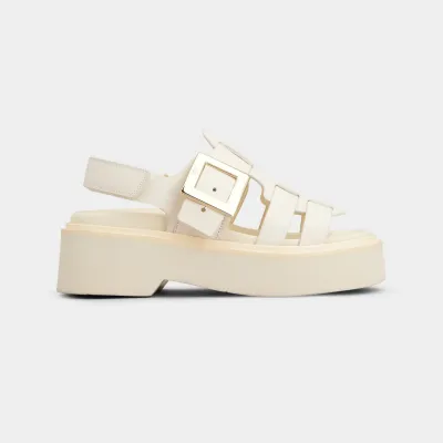 Roger Vivier Viv' Rangers Sandals In White Leather With Metal Buckle