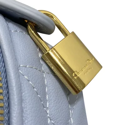 Dior Groove 25 Bag In Ice Blue/White/Pink/Biscuit/Black Macrocannage Calfskin With Gold Hardware