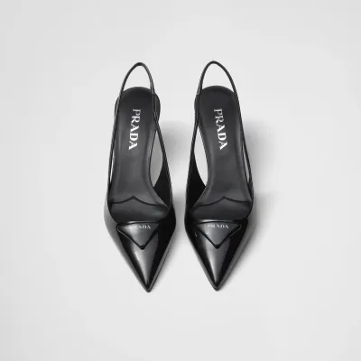 PRADA Patent paint leather Black High Heels Shoes