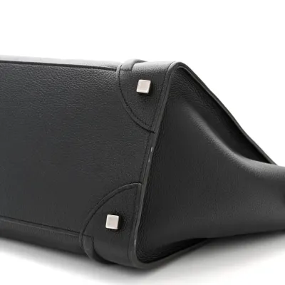 Celine Mini Luggage Bag Black Drummed Calfskin Leather Gold Hardware