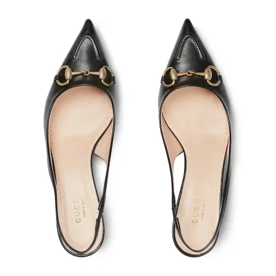 Gucci black pointed slender heel high heels shoes Rear lace up high heels