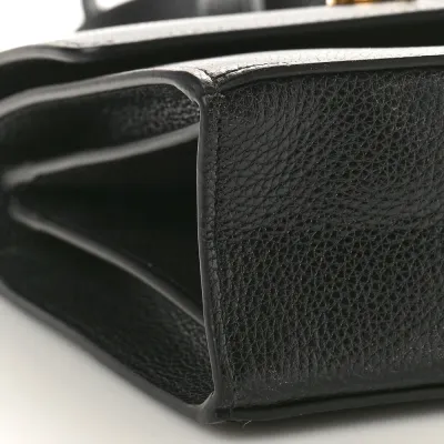 Gucci Small Zumi Shoulder Bag Black Grainy Calfskin Leather Mixed Metal Hardware