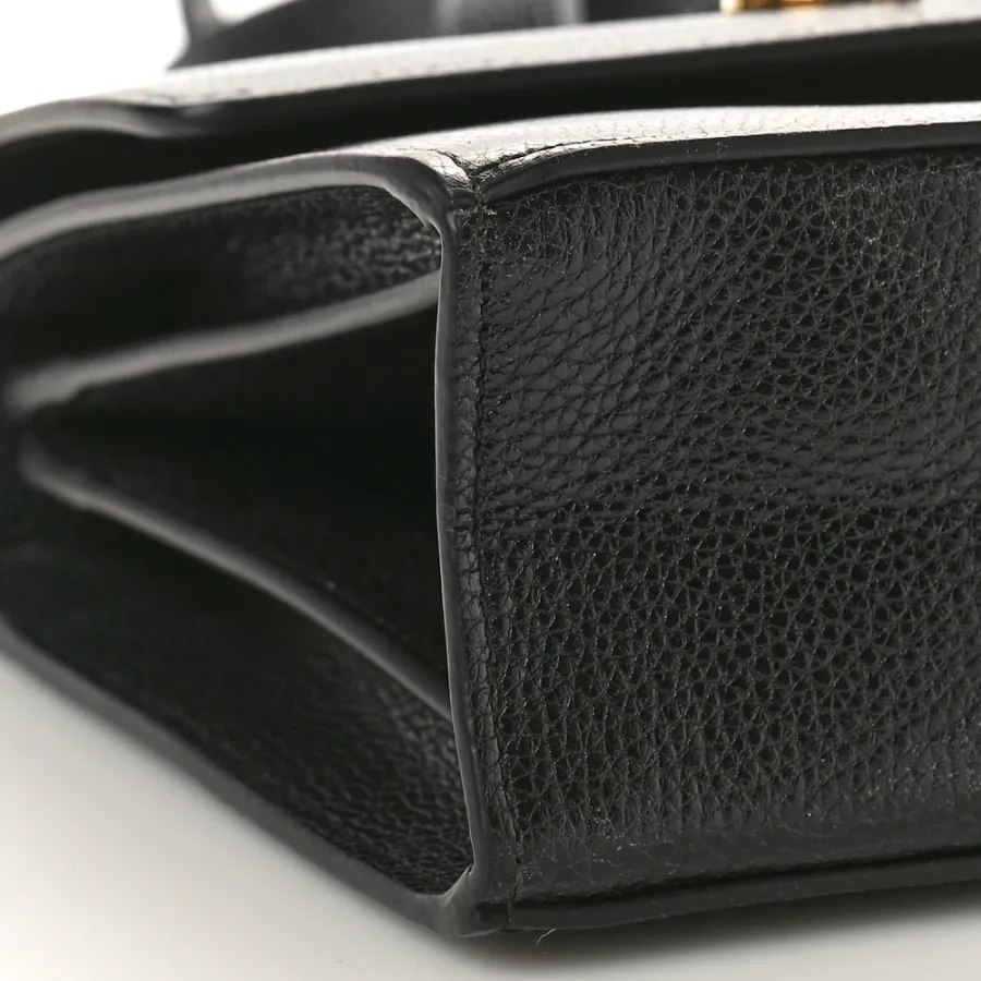 Gucci Small Zumi Shoulder Bag Black Grainy Calfskin Leather Mixed Metal Hardware