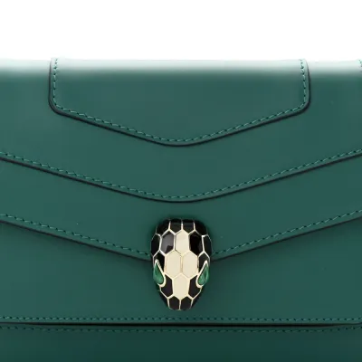 Bvlgari Small Serpenti Forever East West Shoulder Bag Mint Green Calfskin Leather Gold Hardware