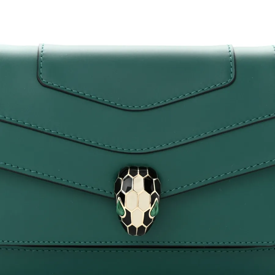 Bvlgari Small Serpenti Forever East West Shoulder Bag Mint Green Calfskin Leather Gold Hardware