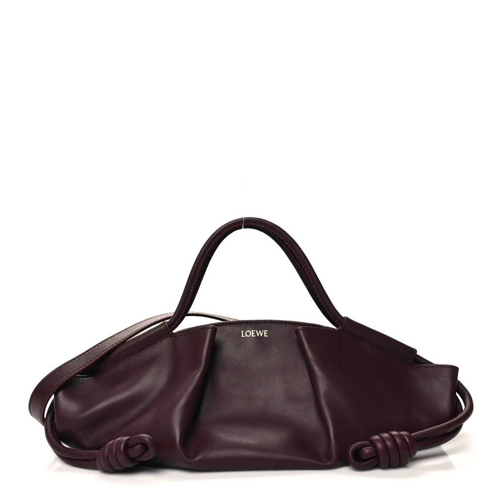 Loewe Bolsa Paseo Pequena em Couro Napa Brilhante Cor Vinho