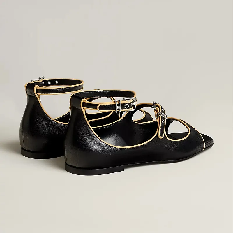HERMES Kristen black Slingheeled sandals