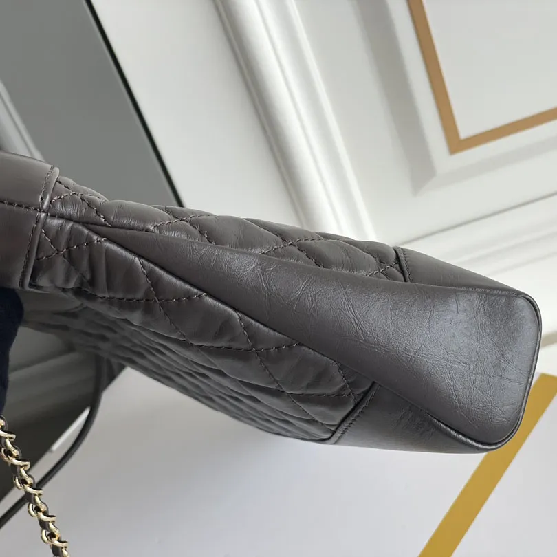 Chanel Oil Wax Leather Brown / Milk Tea Color / Grey Crossbody Bags