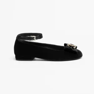 Chanel velvet, rhinestone and metal Black Mary Jane Shoes