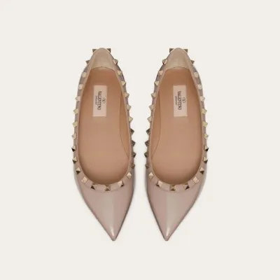 VALENTINO Patent studded Flat Shoes