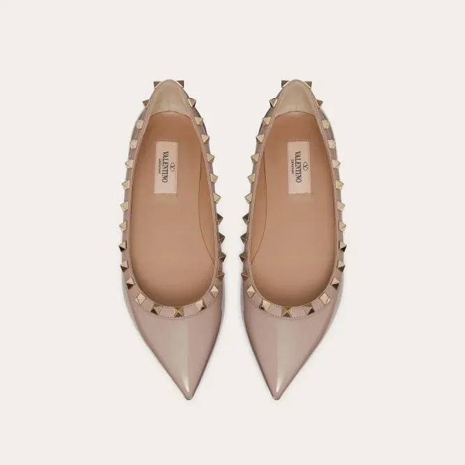 VALENTINO Patent studded Flat Shoes