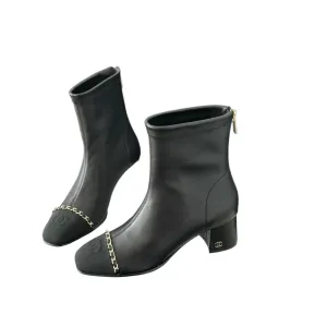 Chanel Black Lambskin leather ankle boots