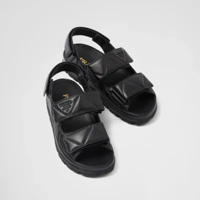 PRADA Black padded effect Nappa leather sandals