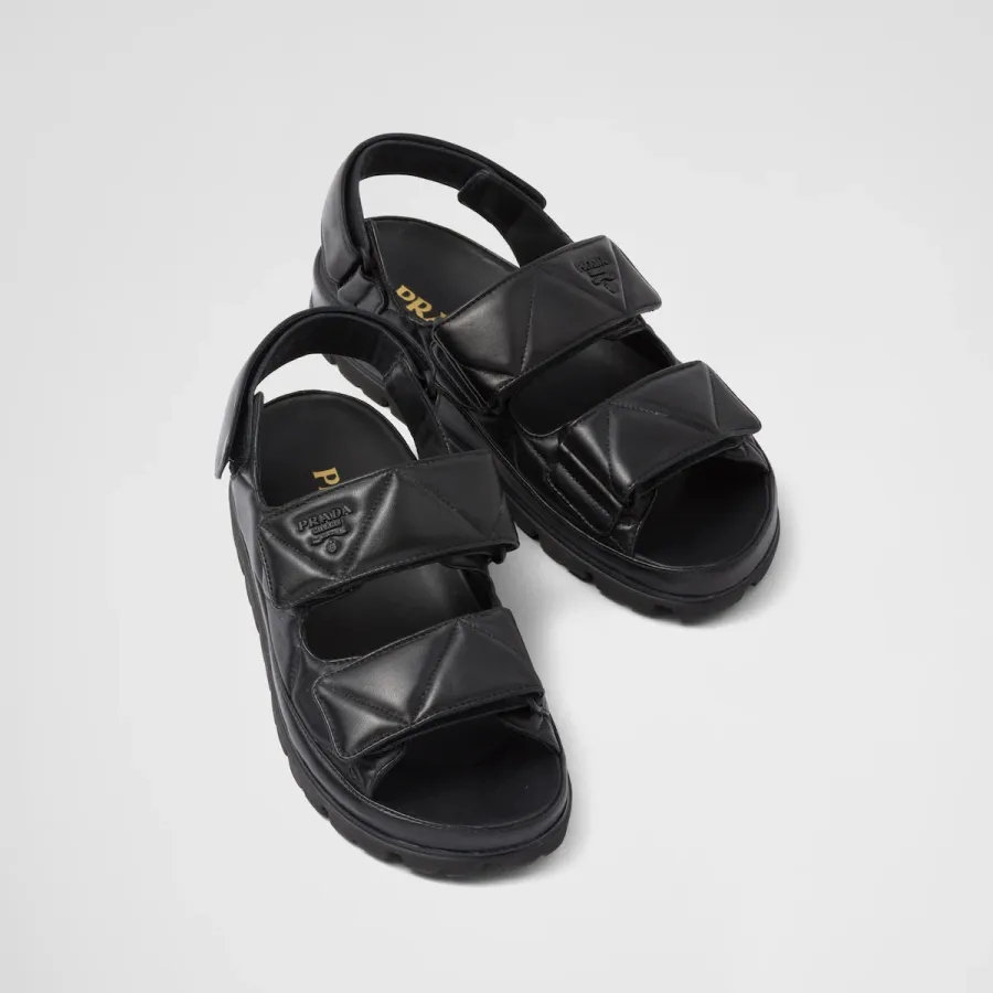 PRADA Black padded effect Nappa leather sandals