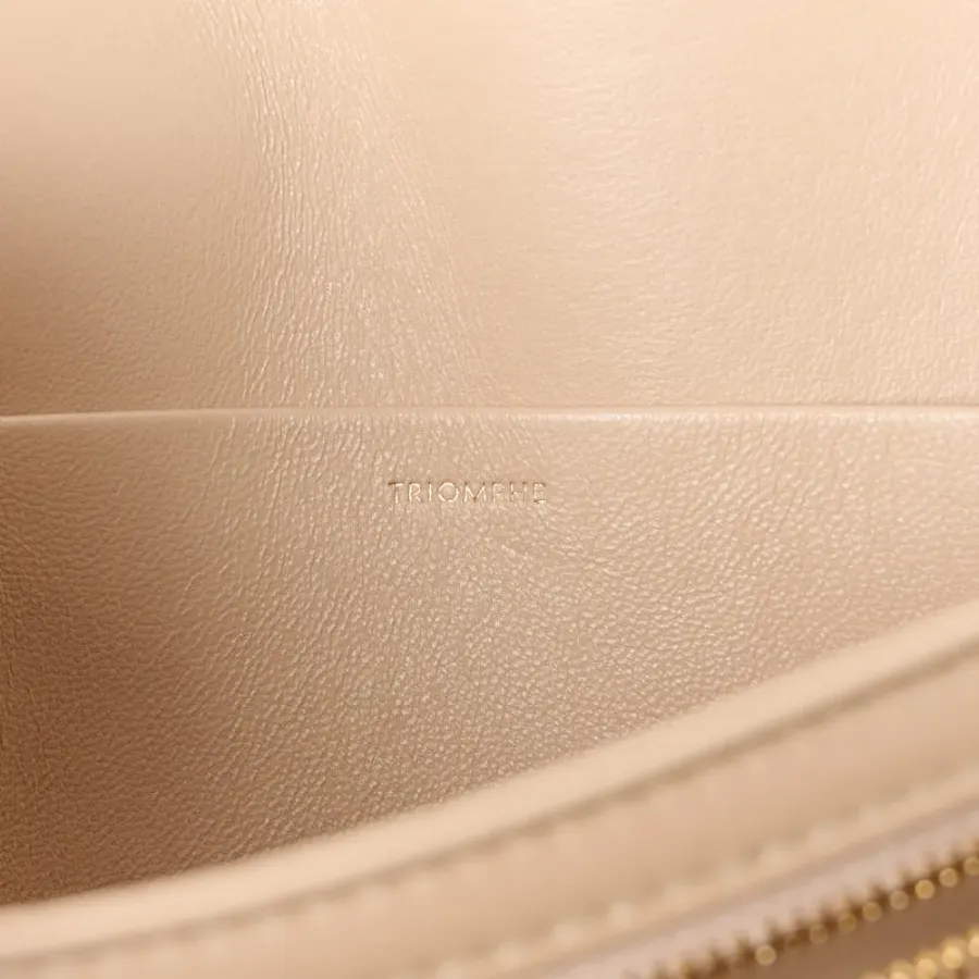 Celine Medium Triomphe Bag Nude Shiny Calfskin Leather Gold Hardware