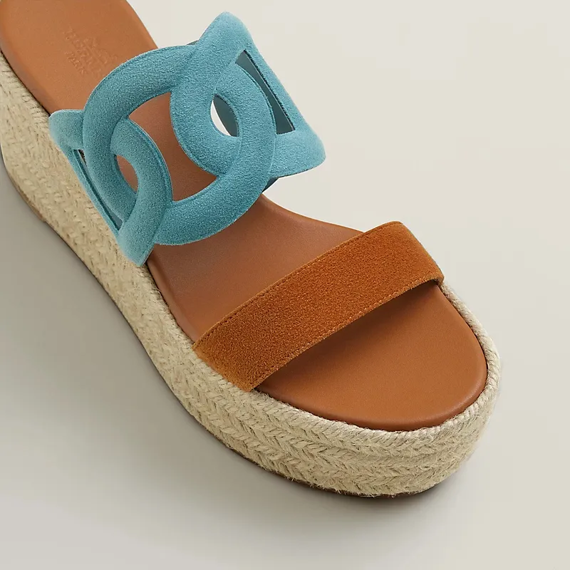 HERMES Ithea Wedges and heels Slippers High-heeled slippers Blue High Heels Sandal