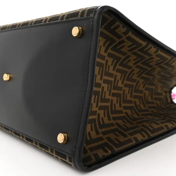 Fendi Large Fendace FF Medusa Studded Fendi Sunshine Shopper Tote (F x V) Marrone/Fuxia Jacquard Fabric, Calfskin Leather, & Plexiglass Gold Hardware - Image 5