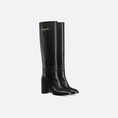 Dior black long boots with high heels