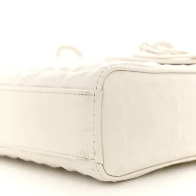 Dior Medium Lady D-Joy Latte Diamond Cannage Calfskin Leather Matte White Hardware