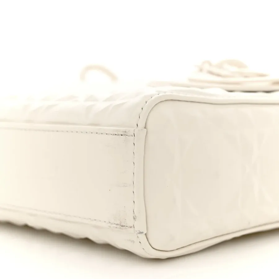 Dior Medium Lady D-Joy Latte Diamond Cannage Calfskin Leather Matte White Hardware