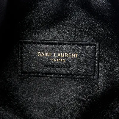 Saint Laurent Mini Gaby Zipped Pouch Black Quilted Lambskin Leather Aged Gold Hardware