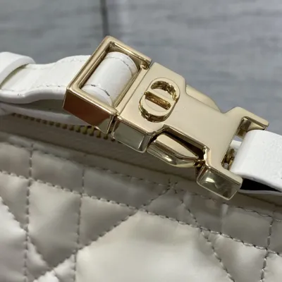 Dior Small D-Journey Bag in White Macrocannage Lambskin Gold Hardware