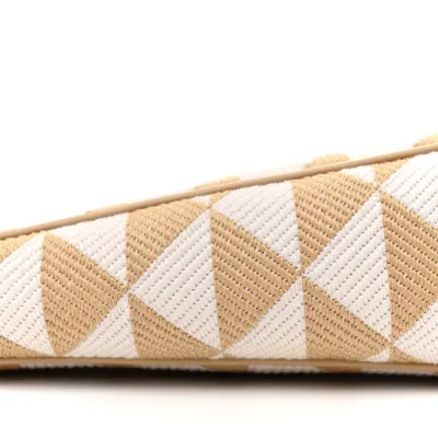 Prada Mini Triangolo Symbole Embroidered Triangle Bag Corda Talco Jacquard Canvas Gold Hardware