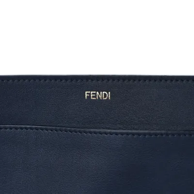 Fendi Medium FF Peekaboo I SEE U Satchel Blue/Black Chenille & Vitello Seta Leather Gold Hardware