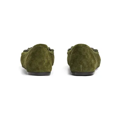 Gucci green round - toed casual shoes Flat Shoes