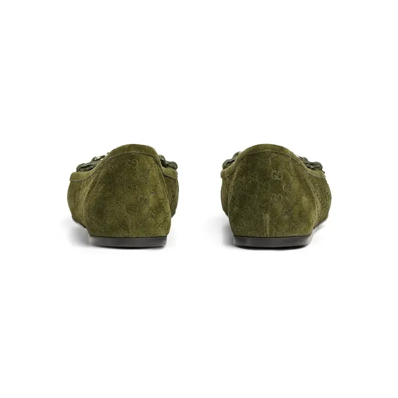 Gucci green round - toed casual shoes Flat Shoes