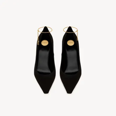 Yves Saint Laurent Black crepe satin sandals