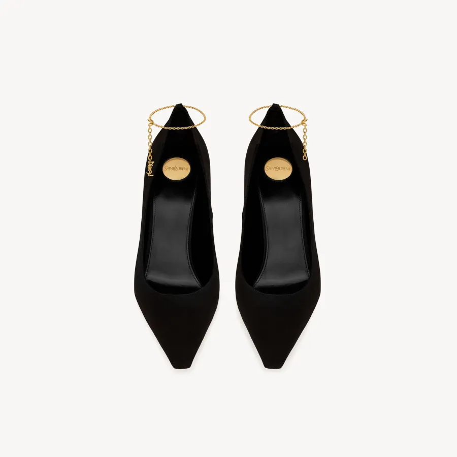 Yves Saint Laurent Black crepe satin sandals