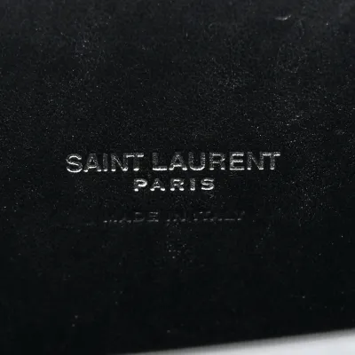 Saint Laurent Small Sac De Jour Black Embossed Calfskin & Crocodile Leather Silver Hardware