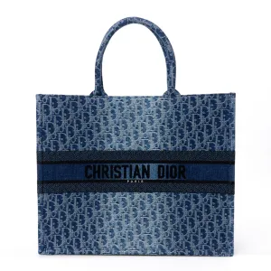 Dior Large Book Tote Blue Oblique Denim