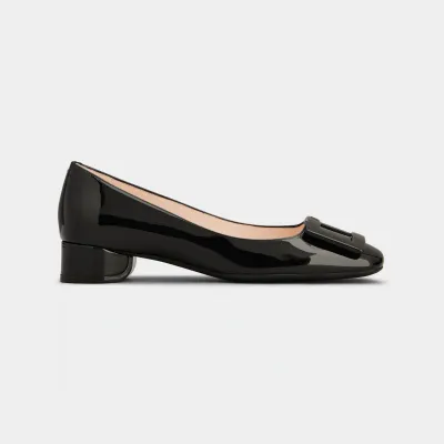 Roger Vivier U Look Ballerinas In Black Patent Leather With Lacquered Buckle (Heel Height 2.5cm)