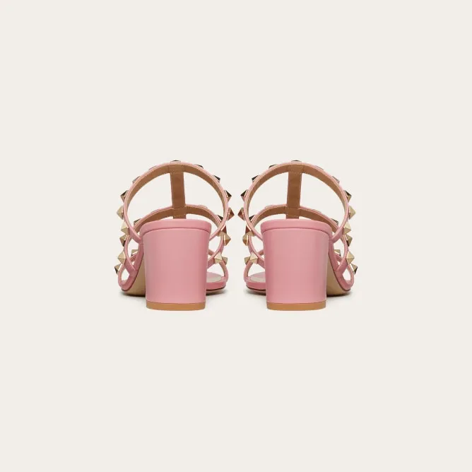 VALENTINO Pink calfskin rivet heel sandals (heel height 6cm)