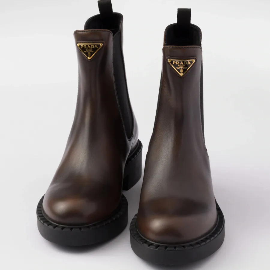 PRADA Dark brown Leather Chelsea boots