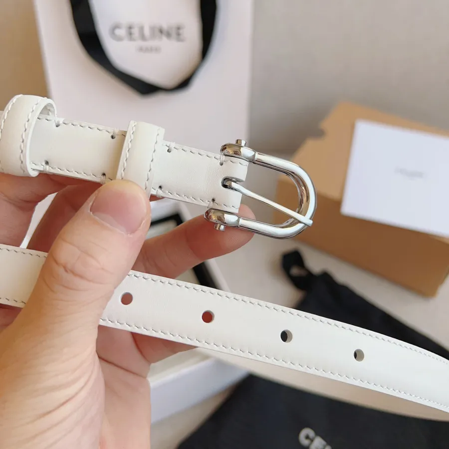 Celine Western Belt In Black/Brown/White Calfskin With Gold Hardware 18mm