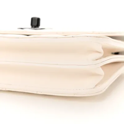 Chanel Trendy CC Wallet On Chain (WOC) Mini White Quilted Lambskin Leather Black Hardware