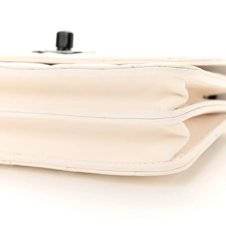 Chanel Trendy CC Wallet On Chain (WOC) Mini White Quilted Lambskin Leather Black Hardware