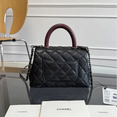 Chanel Coco Handle Black 19cm / 24cm / 29cm Quilted Caviar Leather Crossbody Bags Top-Handle Bags