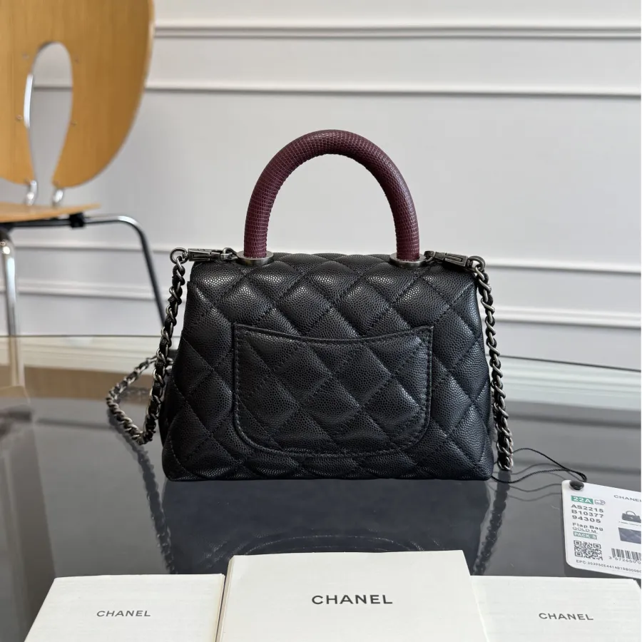 Chanel Coco Handle Black 19cm / 24cm / 29cm Quilted Caviar Leather Crossbody Bags Top-Handle Bags