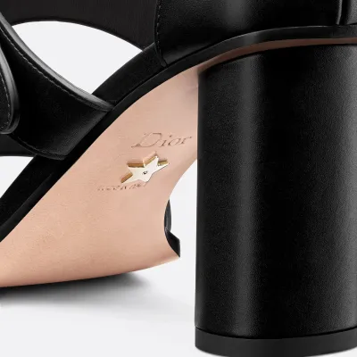 Dior black thick heel high-heeled sandals