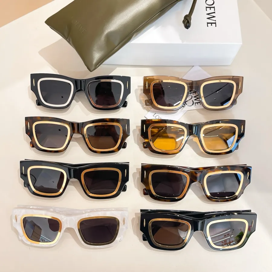 Loewe square frame glasses leopard brown/tawny/black silver/leopard gold/leopard black/black brown/black/milky white color Size 56口18-145