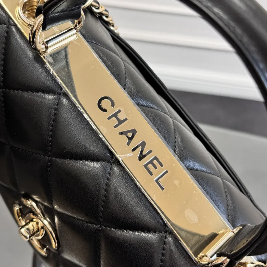 Chanel Sheepskin black gold button handbag crossbody bag