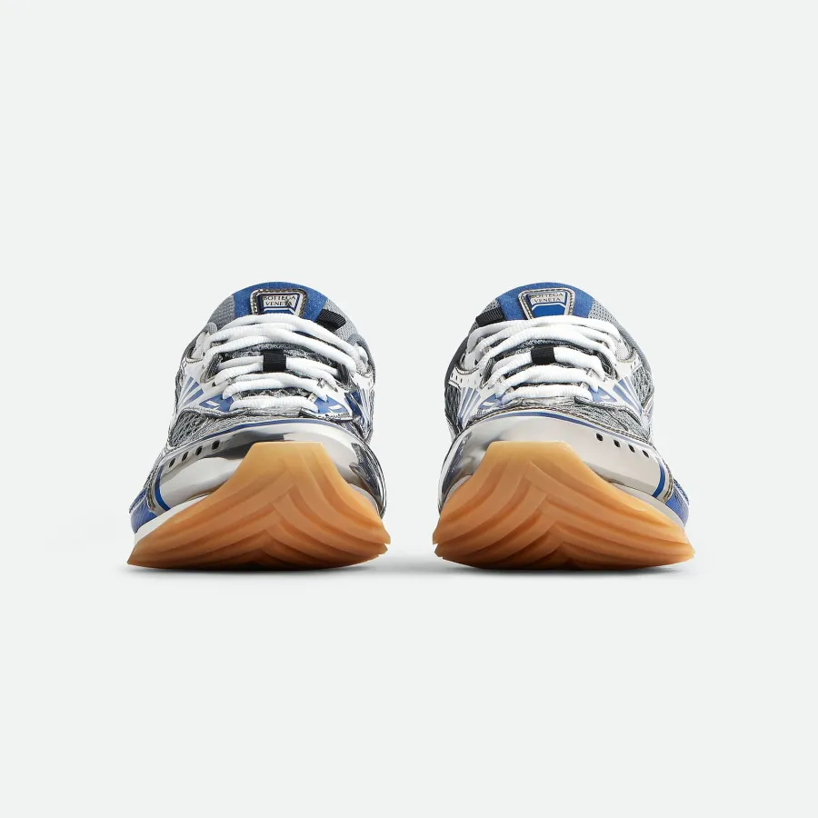 Bottega Veneta Orbit Sneakers In Silver/Blue Technical Fabric And Mesh Lace-Up Sneaker
