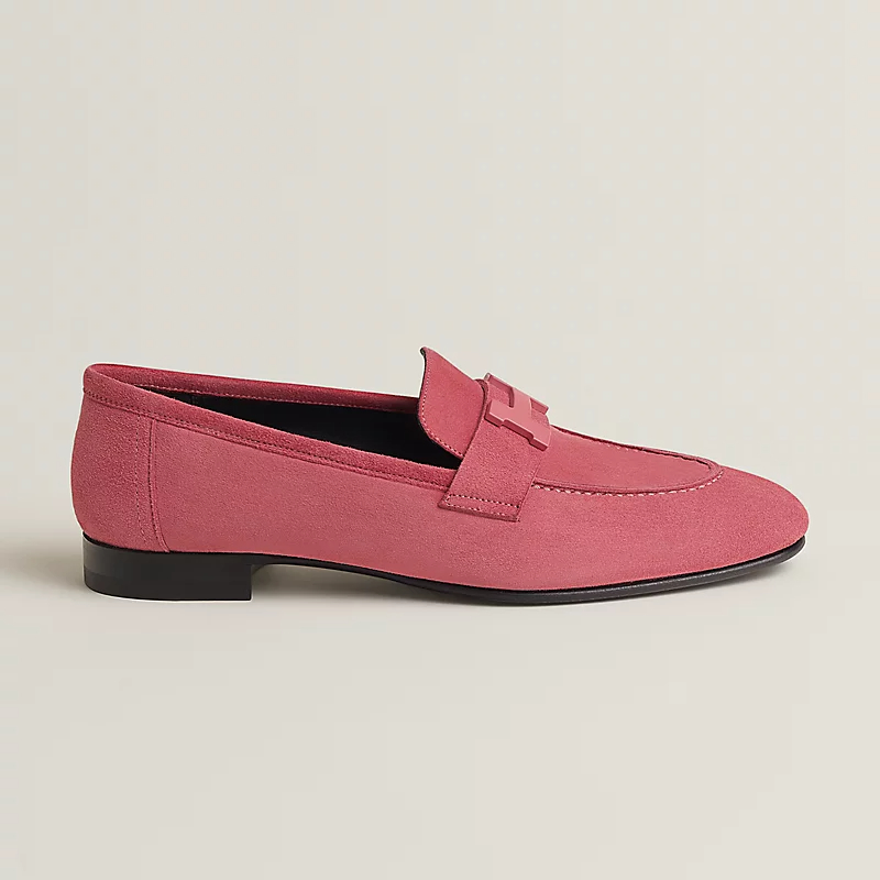 HERMES Paris Loafers na cor vermelho rosa
