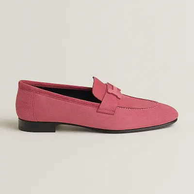 HERMES Paris Rose red color Loafers