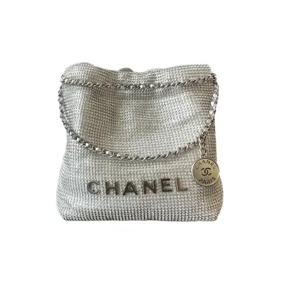Chanel 22bags Silver Woven Cowhide Shoulder Bags