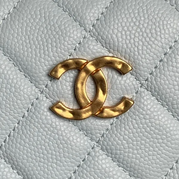 Chanel Pearl Handle hula hoop handbag Blue/purple/pink/white/black granular cowhide crossbody bag - Image 5